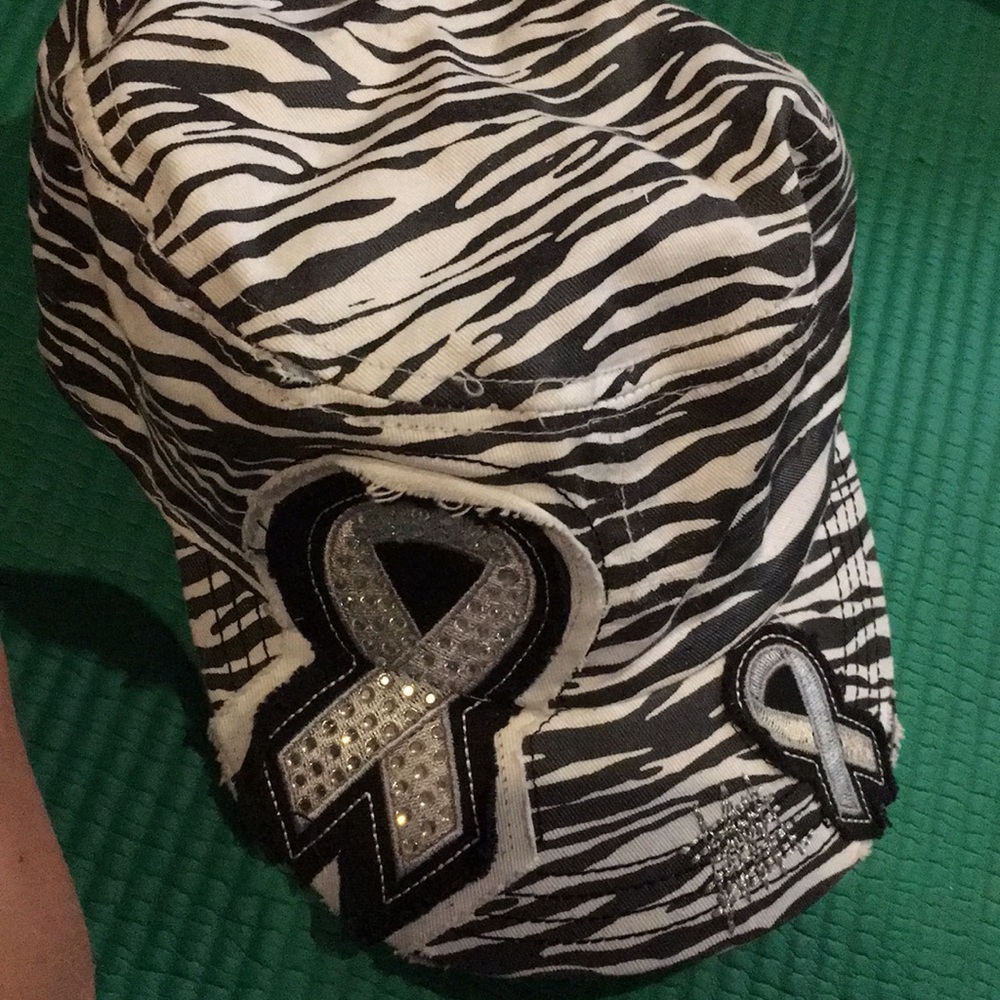 Black and white breast cancer hat